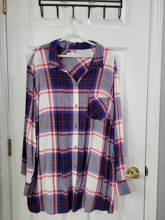 Ava & Viv Tops - Ava & Viv Red, Blue and White Plaid Button-Down Shirt